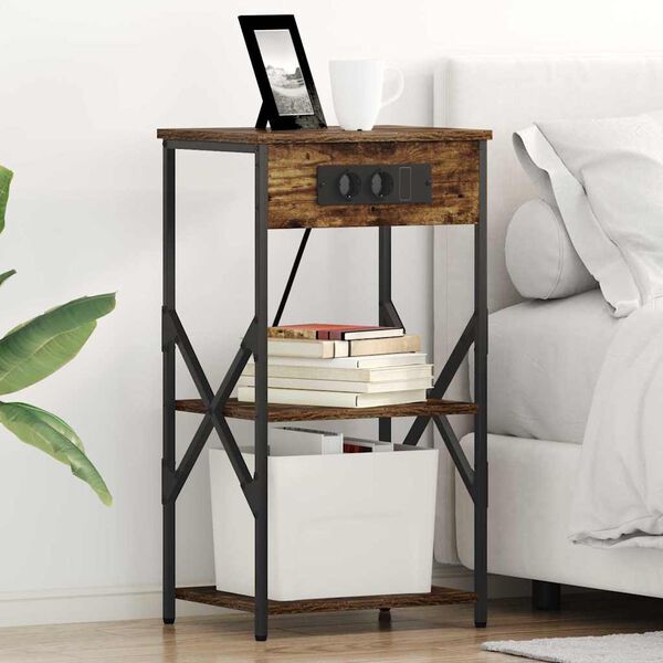 vidaXL Nattbordskap 2 pcs R&oslash;kt eik 41 x 31 x 76 cm Konstruert tre