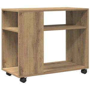 vidaXL Sidebord med hjul artisan eik 70x35x60 cm konstruert tre