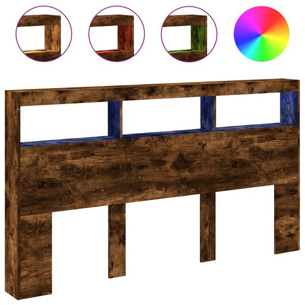 vidaXL Hodegavl skap med LED r&oslash;kt eik 180x17x102 cm