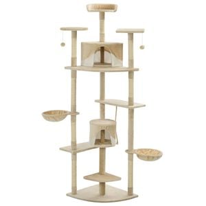 vidaXL Kloretre med klorestolper i sisal 203 cm beige og hvit