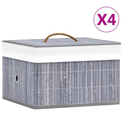 vidaXL Oppbevaringsbokser bambus 4 stk grå