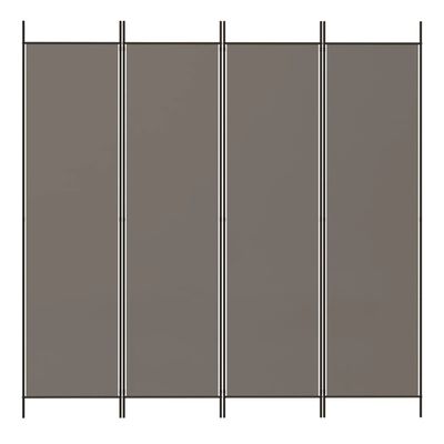 vidaXL Romdeler 4 paneler antrasitt 200x200 cm stoff
