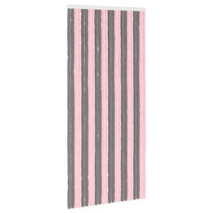 vidaXL Insektgardin Chenille S&oslash;lvgr&aring; og rosa 100 x 220 cm 100% PP