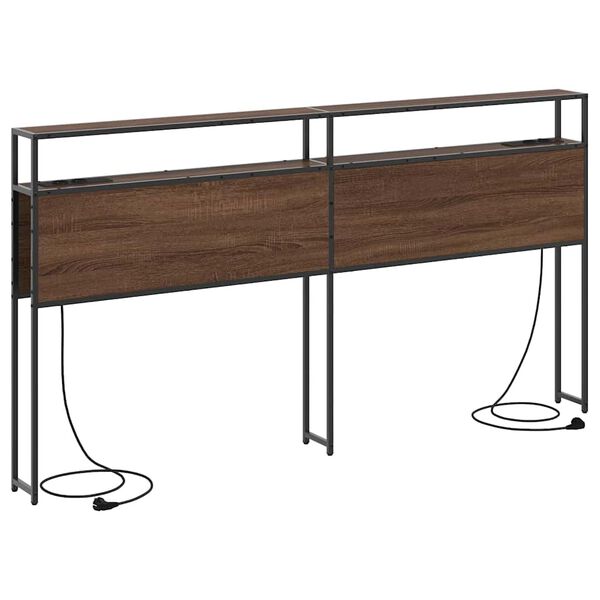 vidaXL Lagringshodegavl med hylle brun eik 200 cm Konstruert tre