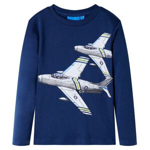 T-skjorte for barn med lange ermer marinebl&aring; 92