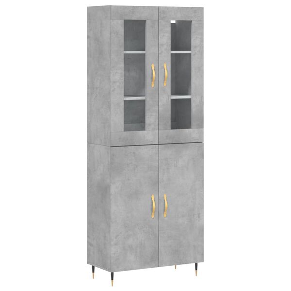 vidaXL Highboard betonggr&aring; 69,5x34x180 cm konstruert tre