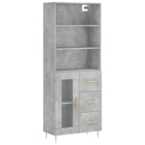 vidaXL Highboard betonggr&aring; 69,5x34x180 cm konstruert tre