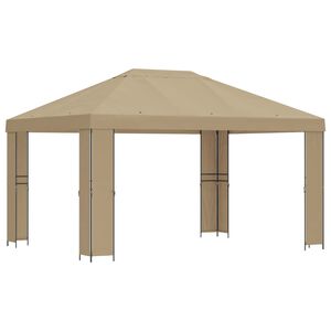 vidaXL Paviljong 4 &times; 3 m Beige Polyester og st&aring;l 190 gsm