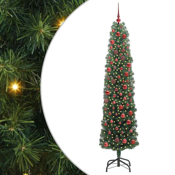 vidaXL Kunstig juletre med 300 LED gr&oslash;nn 180 cm PVC og st&aring;l og plast