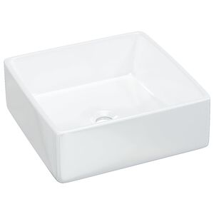 vidaXL Vask 37x37x13 cm keramikk firkantet hvit