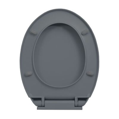 vidaXL Toalettsete myktlukkende med hurtigutløsing grå oval
