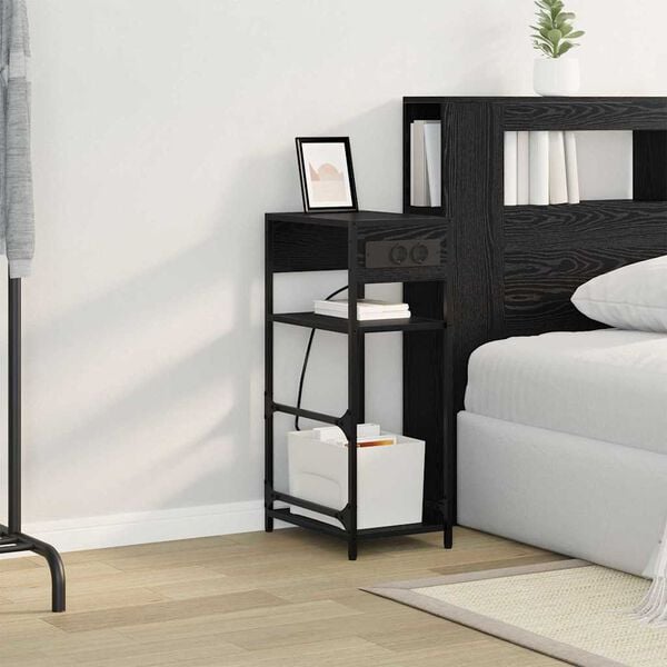 vidaXL Nattbordskap Svart Eik 40 x 27 x 76 cm Konstruert tre