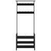 vidaXL Kleshenger med hylle Svart Eik 75 x 34 x 184 cm Konstruert tre