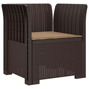 vidaXL 1-seters Stol med Pute Rattan Utseende PP Brun