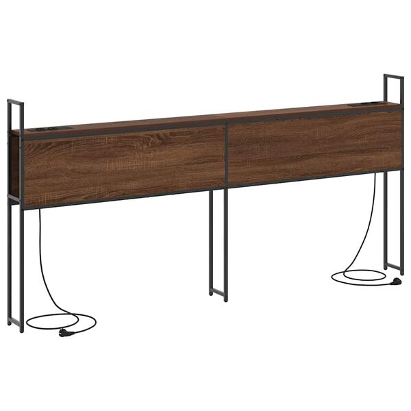 vidaXL Oppbevaringshodegjerde med Ladeplass brun eik 203 x 15 x 98 cm