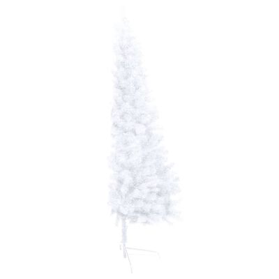 vidaXL Forhåndsbelyst kunstig halvt juletre med stativ hvit 120 cm PVC