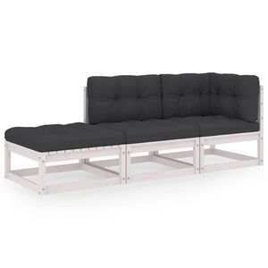 vidaXL Hagesofagruppe med puter 3 deler heltre furu