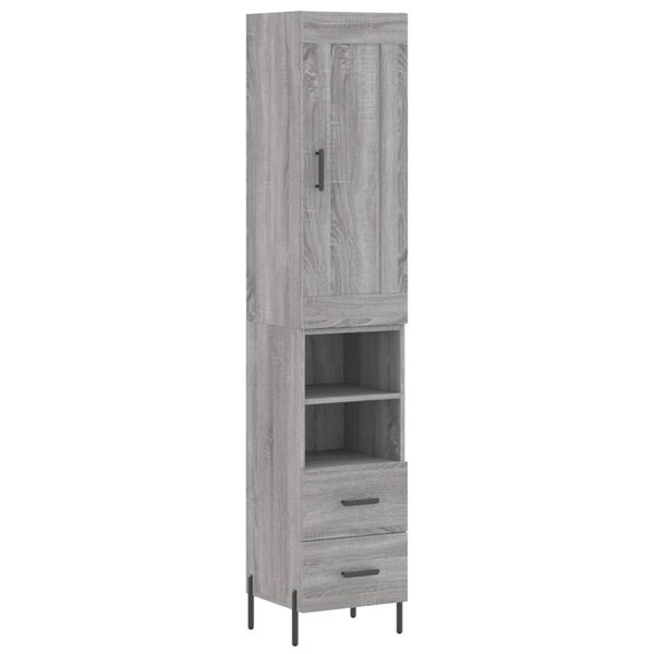vidaXL Highboard gr&aring; sonoma 34,5x34x180 cm konstruert tre