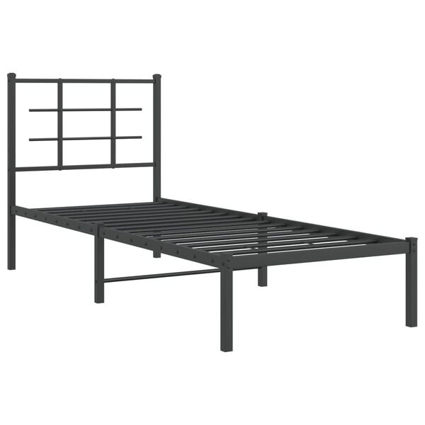 vidaXL Sengeramme i metall med hodegavl svart 75x190 cm