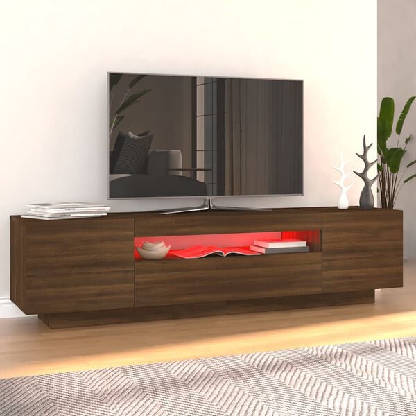vidaXL TV-benk med LED-lys brun eik 160x35x40 cm