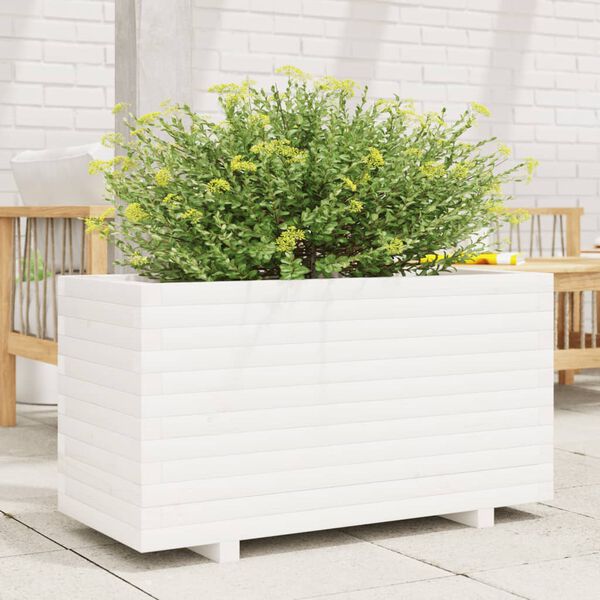 vidaXL Plantekasse hvit 90x40x49,5 cm heltre furu