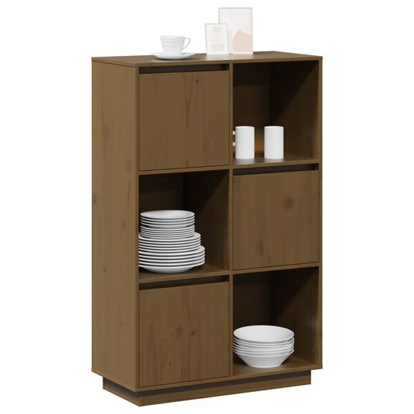 vidaXL Highboard honningbrun 74x35x117 cm heltre furu