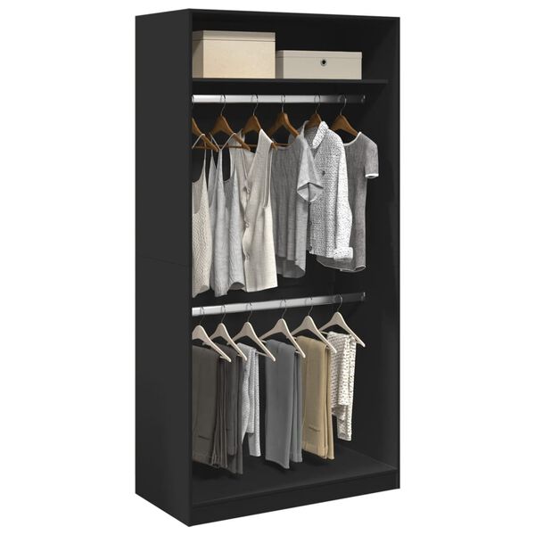 vidaXL Garderobe svart 100x50x200 cm sponplate