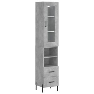 vidaXL Highboard betonggr&aring; 34,5x34x180 cm konstruert tre