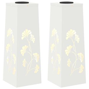 vidaXL Solenergi LED stibelys 2 pcs Hvit Kaldvalset st&aring;l
