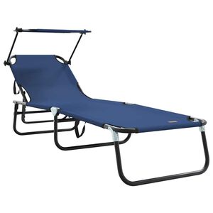 vidaXL Sammenleggbar solstol med pute Blå 56 x 190 x 81cm stoff