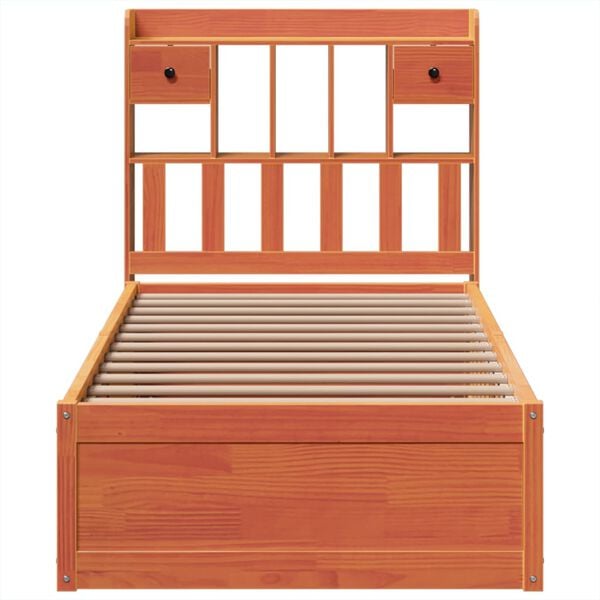 vidaXL Sengeramme uten madrass voksbrun 75x190 cm heltre furu