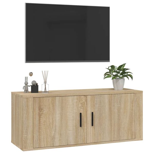 vidaXL Vegghengt TV-benk sonoma eik 100x34,5x40 cm