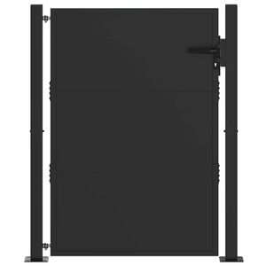 vidaXL Hageport 110 x 130 cm Pulverlakkert st&aring;l Svart L&aring;sbar