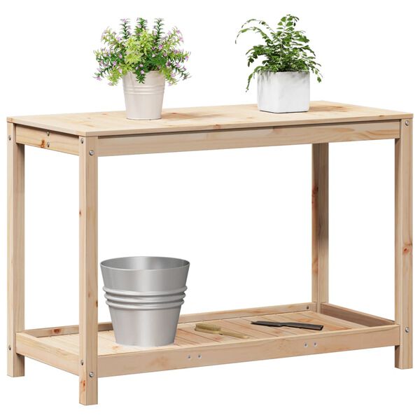 vidaXL Pottebord med hylle 108x50x75 cm heltre furu