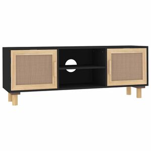 vidaXL TV-benk svart 105x30x40 cm heltre furu og naturrotting