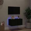 vidaXL Vegghengt TV-benk med LED svart 60x35x31 cm