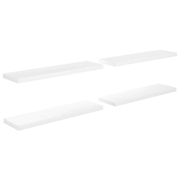 vidaXL Flytende vegghyller 4 stk h&oslash;yglans hvit 90x23,5x3,8 cm MDF