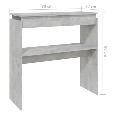 vidaXL Konsollbord betonggrå 80x30x80 cm sponplate