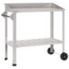 vidaXL Pottebord med hjul 96 x 50 x 89 cm Rustfritt st&aring;l S&oslash;lv