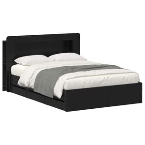 vidaXL Sengramme med oppbevaring og hodegavl Svart 150 x 200 cm