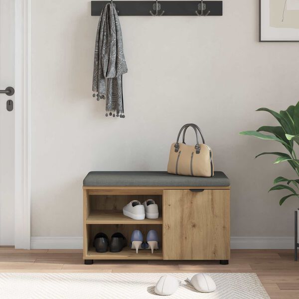 vidaXL Gangbenk med pute Ensfarget Artisan Eik 80 x 38 x 46 cm