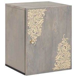 vidaXL Veggskap Veggmontert Grå 38 x 33 x 48 cm Massiv mango tre