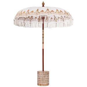 vidaXL Balinesisk parasoll med base Krem 185 x 185 x 260 cm