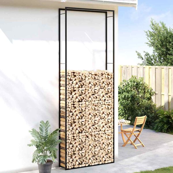 vidaXL Vedstativ matt svart 110x28x312 cm st&aring;l