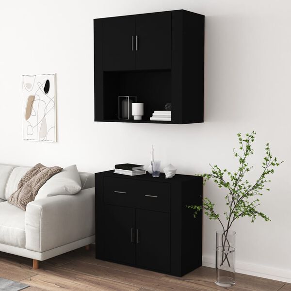 vidaXL Highboard svart konstruert tre