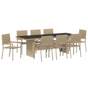 vidaXL Hage Spisegruppe 9 stk. Beige polyrotting