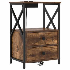 vidaXL Nattbordskap med skuff R&oslash;kt eik 40 x 31 x 60 cm Konstruert tre