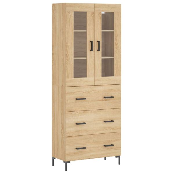 vidaXL Highboard sonoma eik 69,5x34x180 cm konstruert tre