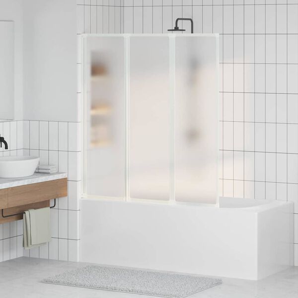 vidaXL Badskjerm Frostet 132 x 140 cm Aluminium & PP panel
