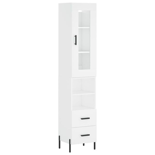 vidaXL Highboard hvit 34,5x34x180 cm konstruert tre